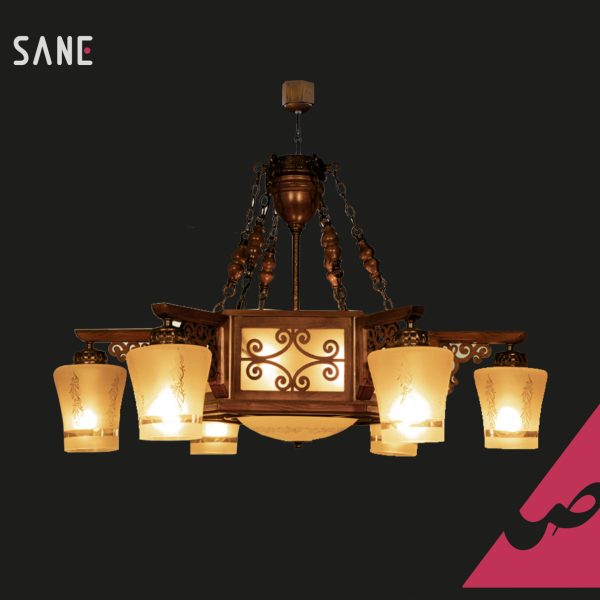 لوستر آویز چوبی 8 شعله مدل پرنس کد  8-222